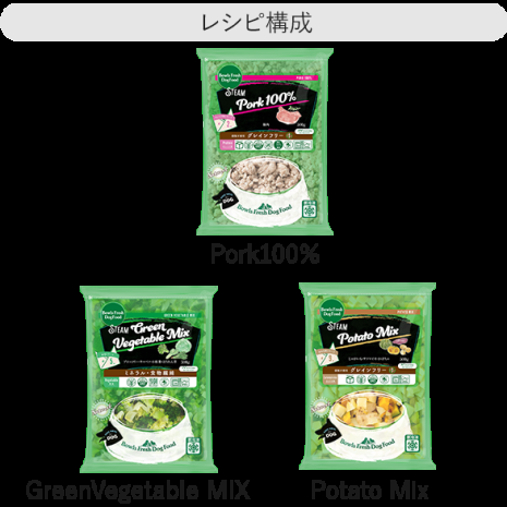 レシピ No.P3【1.5kg】Pork 500g / GreenVM 500g / Potato 500g