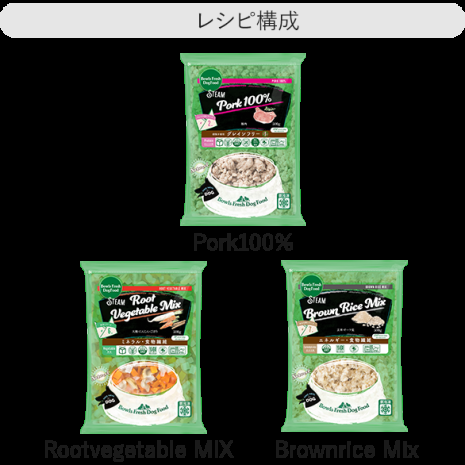 レシピ No.P4【3kg】Pork 1kg / RootVM 1kg / Brown 1kg