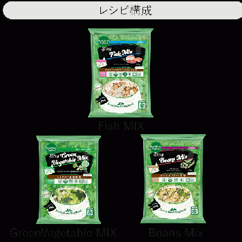 レシピ No.F2【3kg】Fish 1kg / GreenVM 1kg / Beans 1kg