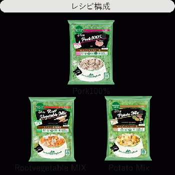 レシピ No.P6【3kg】Pork 1kg / RootVM 1kg / Potato 1kg